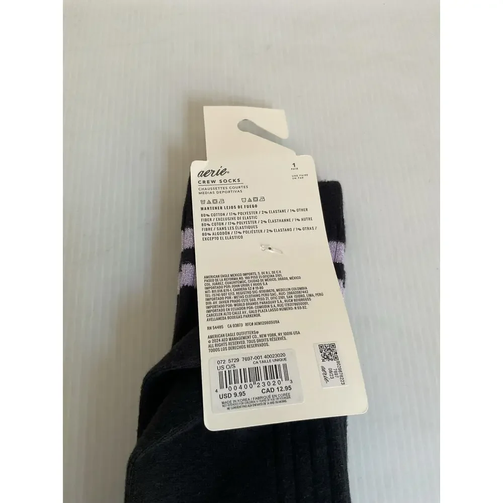 Aerie Stripe Crew Socks Women's One Size Soft Cozy Casual Colorful New